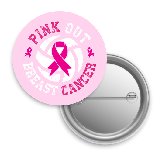 Pink Out Volleyball- Button
